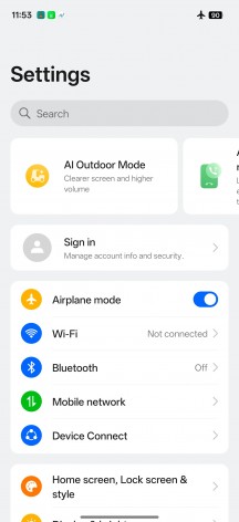 Settings menu - Realme P4 Power review