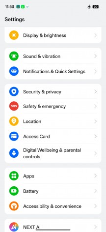 Settings menu - Realme P4 Power review