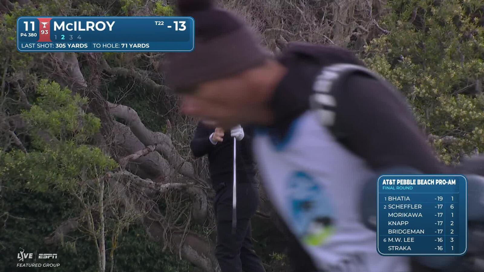 Rory McIlroy hits 72-yard approach to 6 feet, sets up birdie on No. 11 at AT&T Pebble Beach