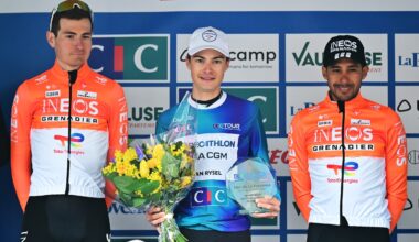 Matthew Riccitello (Decathlon CMA GGM won the Tour de la Provence ahead of  Carlos Rodríguez and Brandon Smith Rivera (Photo: Billy Ceusters/Getty Images)