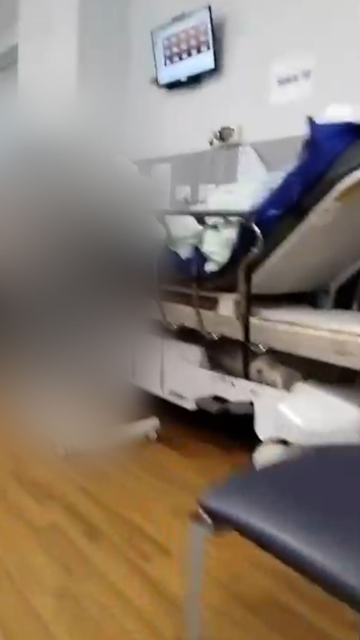 Trolleys on a corridor at the Royal Liverpool Hospital.