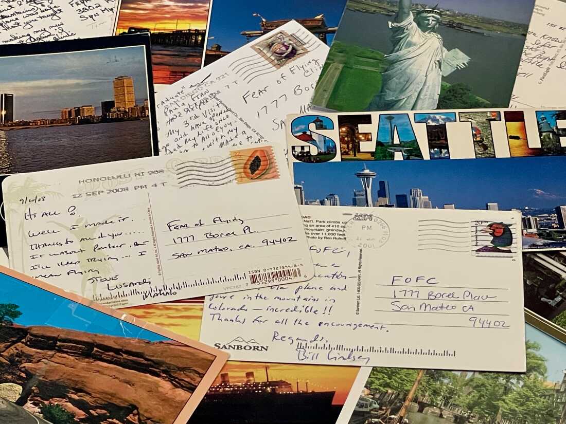 Graduates from past years of the Fear of Flying Clinic send postcards from their vacations near and far.