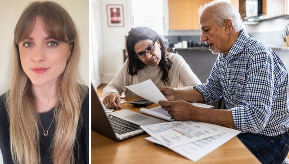 Katie Elliott / Older couple looking through finance papers