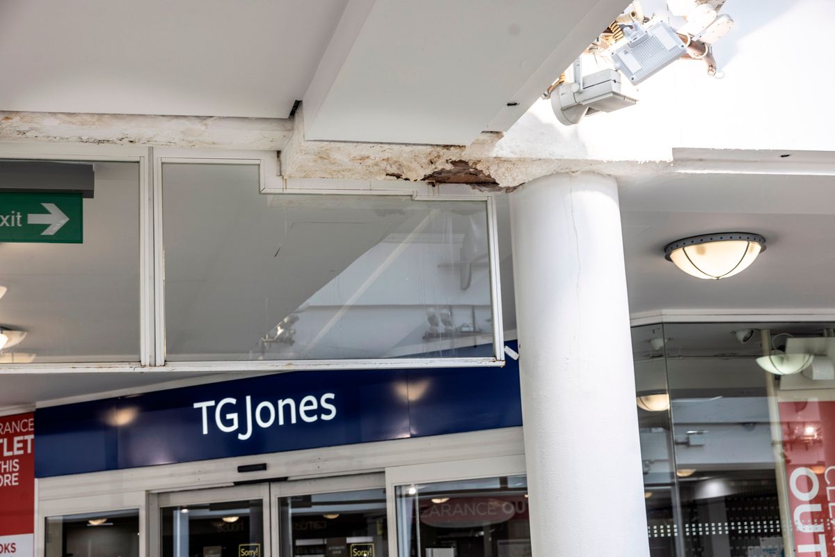 Water dripping from a white ceiling 
