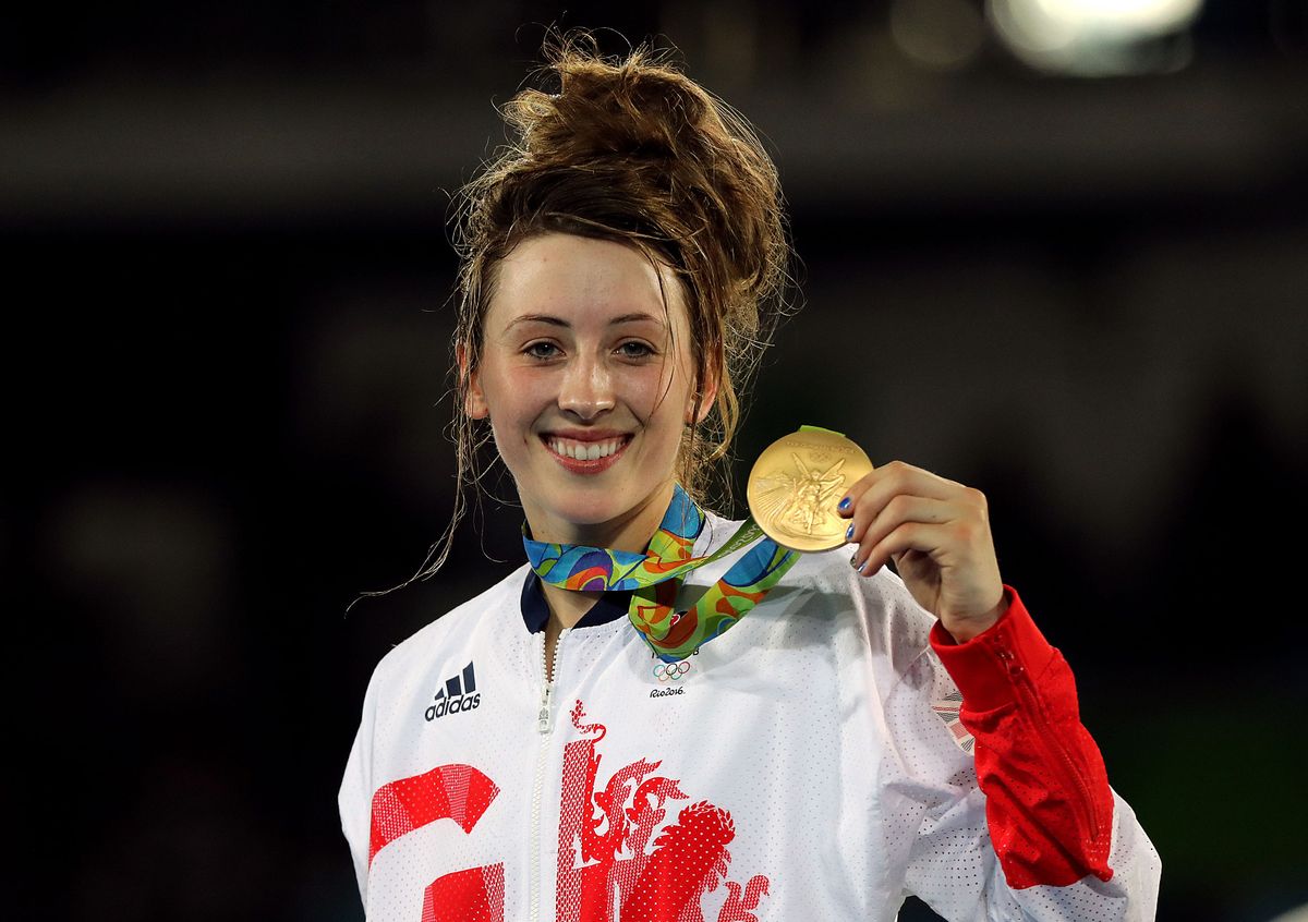 Great Britain's Jade Jones celebrates with her gold medal