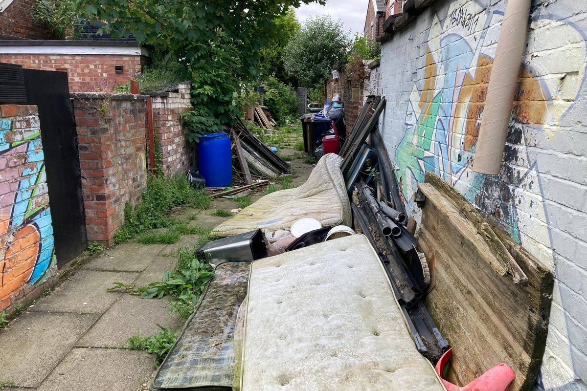 Fly-tipping and rubbish dumped in the streets and alleyways of the St Peters area of Ashton-uner-Lyne