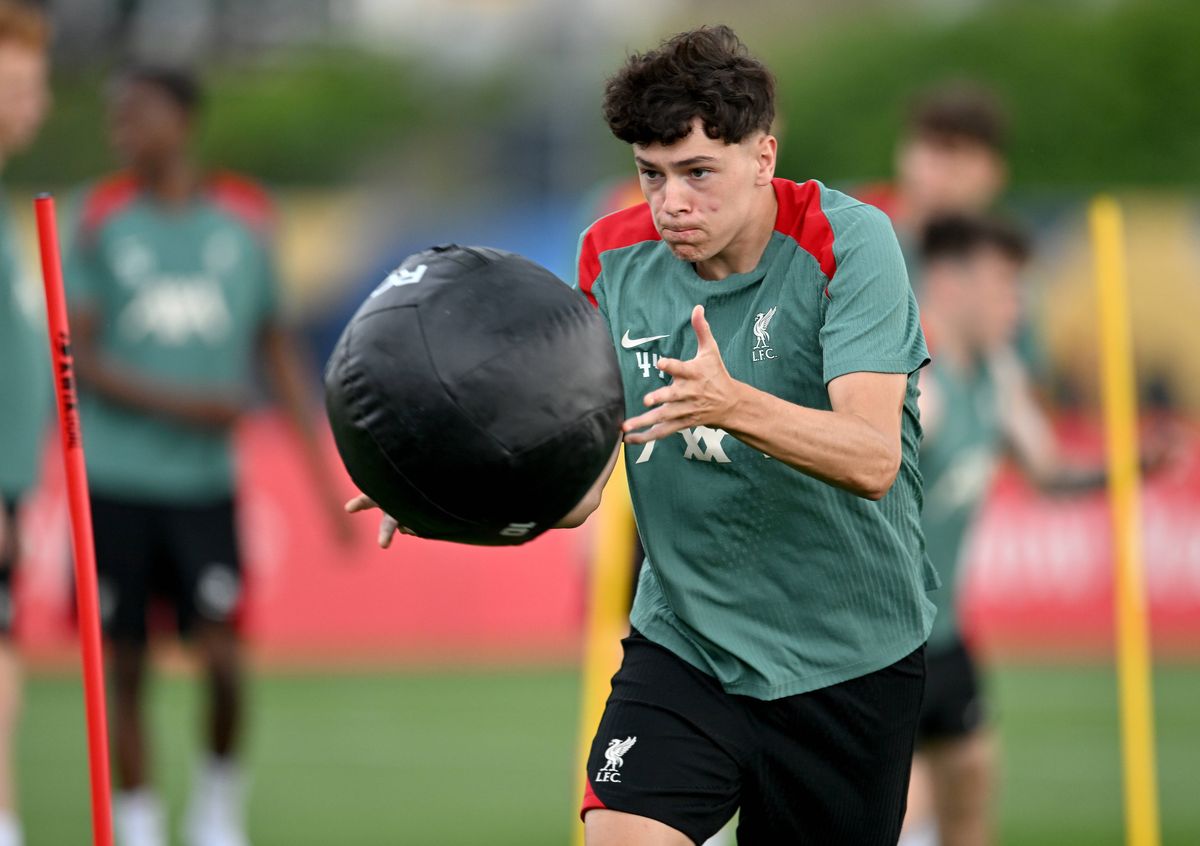 Luke Chambers of Liverpool during a pre-season training session at the UPMC Rooney Sports Complex on July 24 2024 in Pittsburgh, Pennsylvania