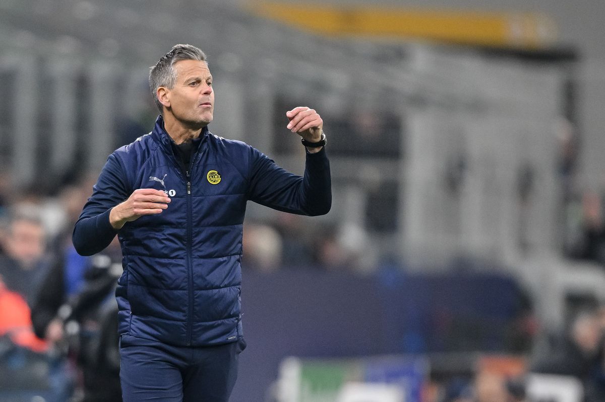 Milan, Italy - February 24: head coach Kjetil Knutsen of FK Bodo/Glimt gestures during the UEFA Champions League 2025/26 League Knockout Play-off Second Leg match between FC Internazionale Milano and FK Bodo/Glimt at Stadio San Siro on February 24, 2026 in Milan, Italy. (Photo by Harry Langer/DeFodi Images/DeFodi via Getty Images)