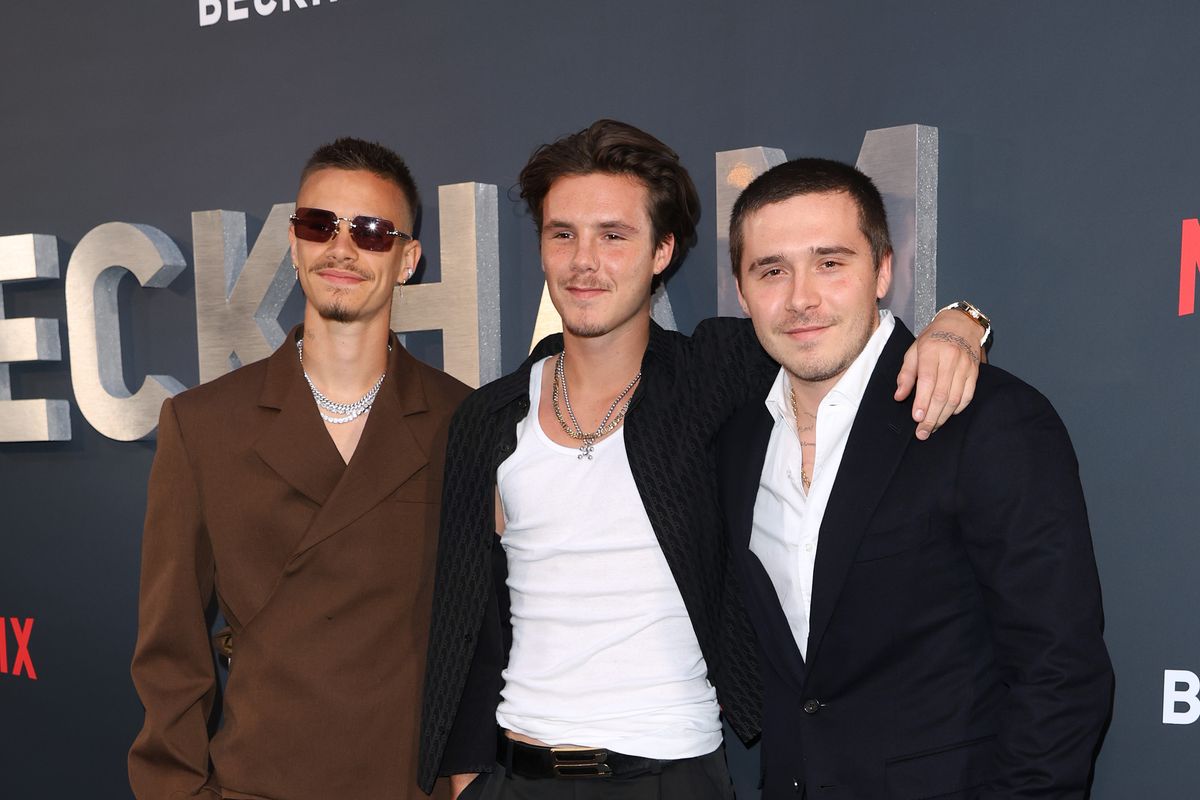 Romeo Beckham, Cruz Beckham and Brooklyn Peltz Beckham