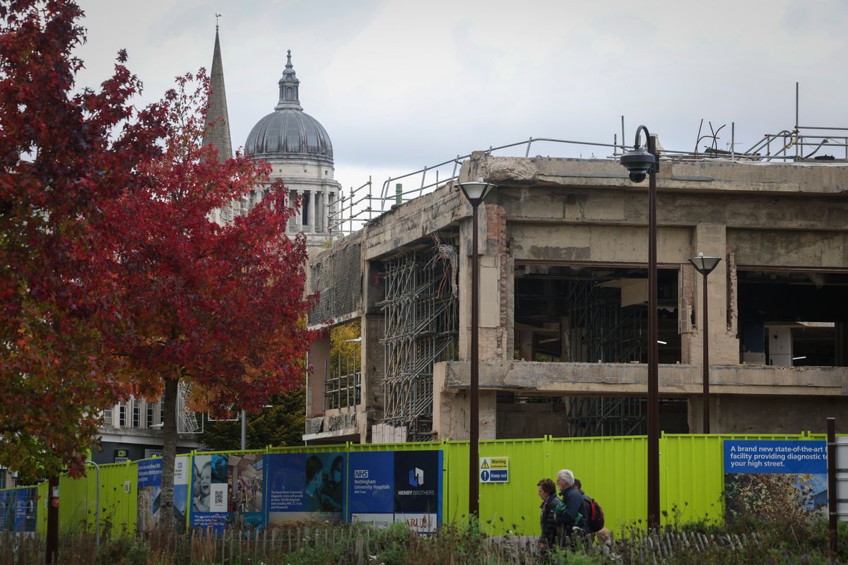 Photo shows the ongoing demolition of the Broad Marsh site in Nottingham city centre