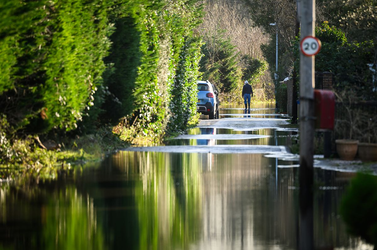 Flooding on the banks of the River Thames, on January 10, 2024 in Wraysbury