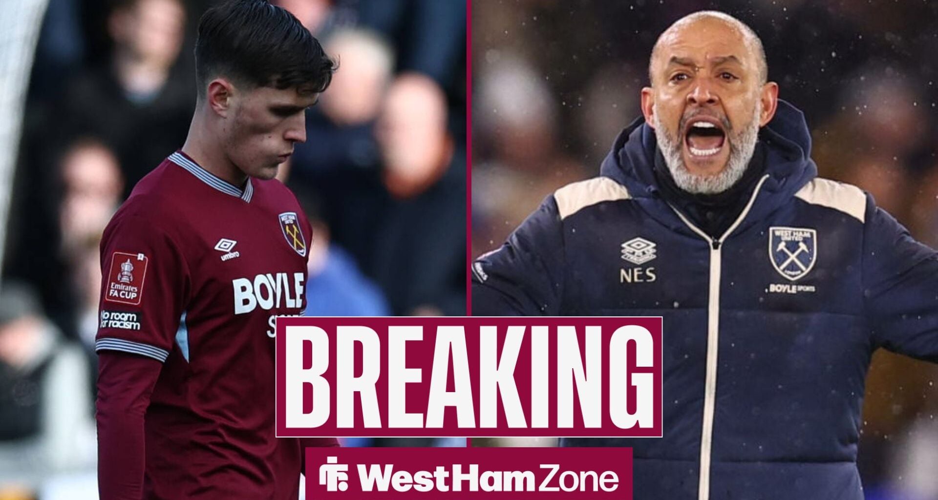 Which West Ham games will he miss?