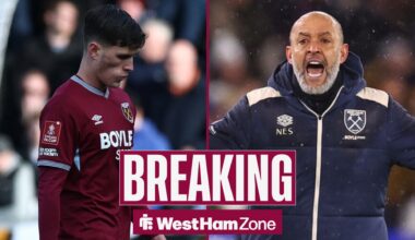 Which West Ham games will he miss?