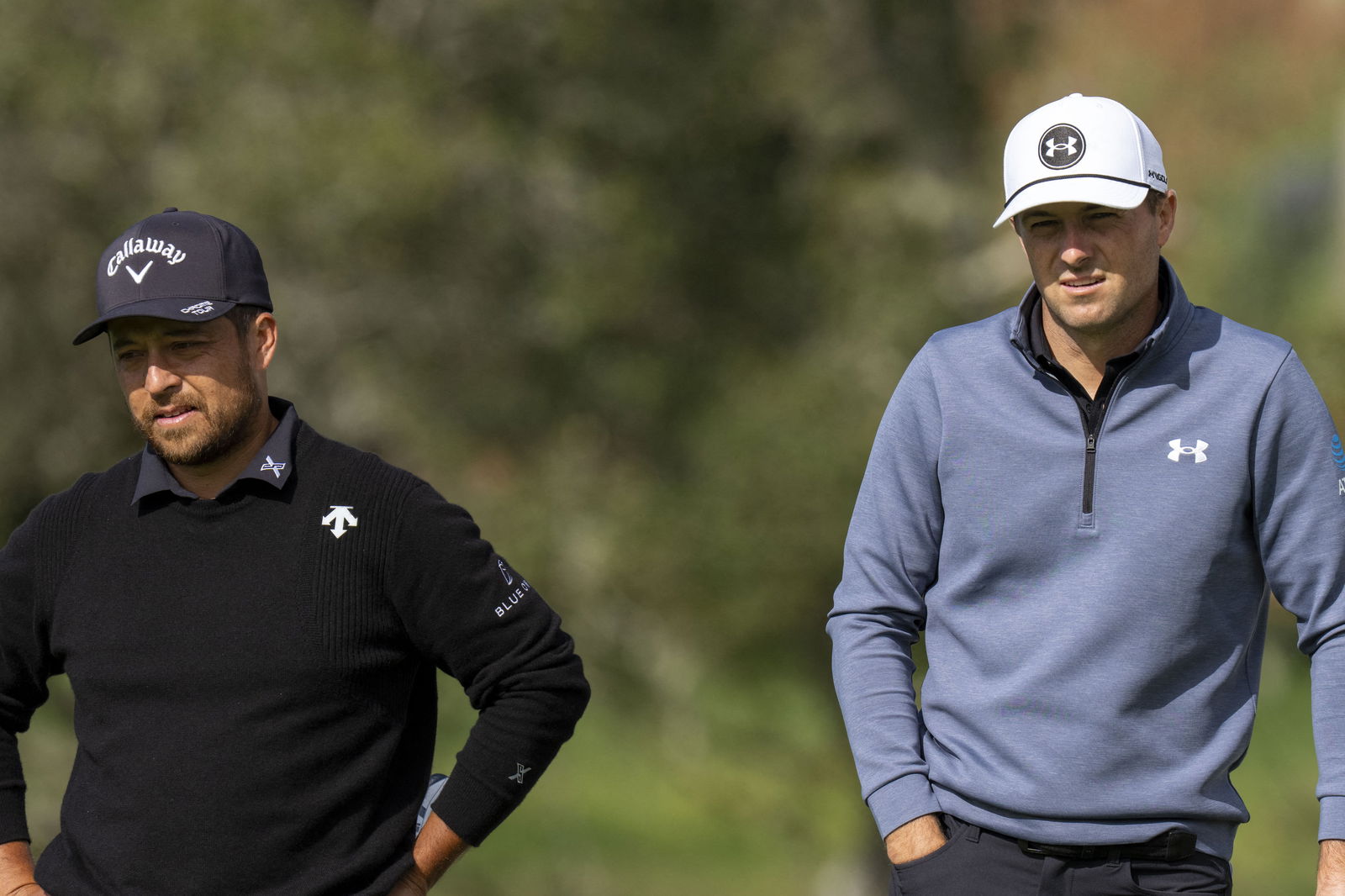 Xander Schauffele (left) and Jordan Spieth (right) on the second hole during the second round of the AT&T Pebble Beach Pro-Am golf tournament