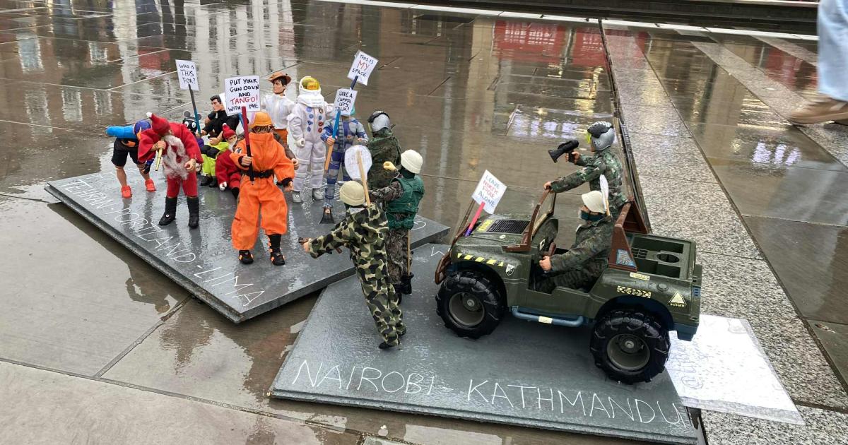 Miniature sculpture appears in Cathedral Square in Worcester