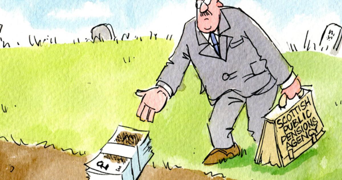 Cartoon on Scottish Public Pensions Agency report - The Herald