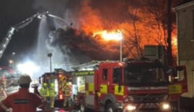 Emergency services respond to a fire in Pontllanfraith