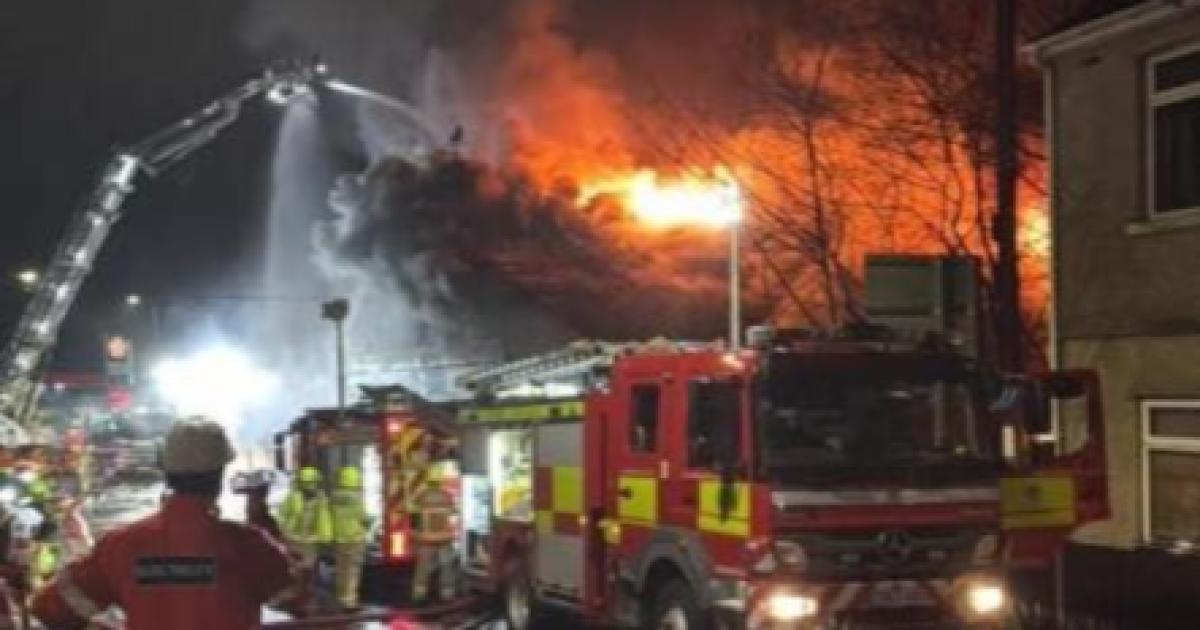 Emergency services respond to a fire in Pontllanfraith