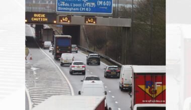 M61 motorway closed as car ‘lodged’ under lorry in crash