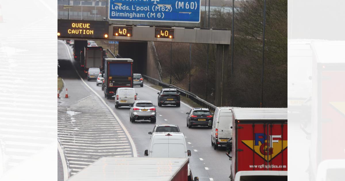 M61 motorway closed as car ‘lodged’ under lorry in crash