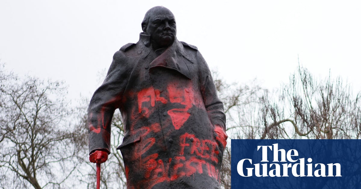 Man charged with criminal damage after Churchill statue sprayed with graffiti | UK news