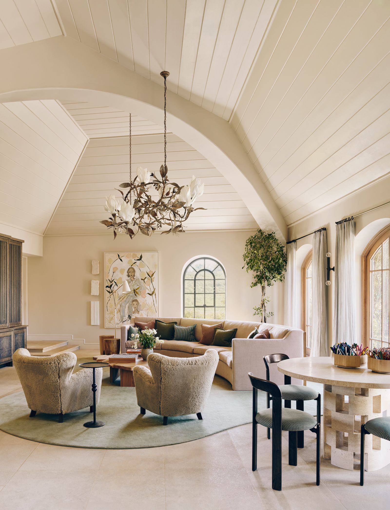 Image may contain Home Decor Architecture Building Dining Room Dining Table Furniture Indoors Room and Table