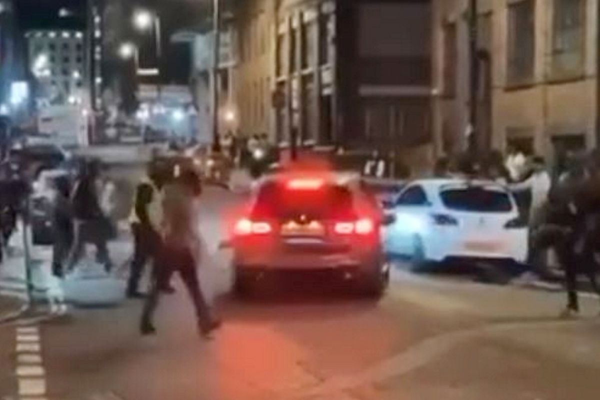 Harrowing footage showing the moment a car ploughed into a crowd at a club’s Freshers’ Night