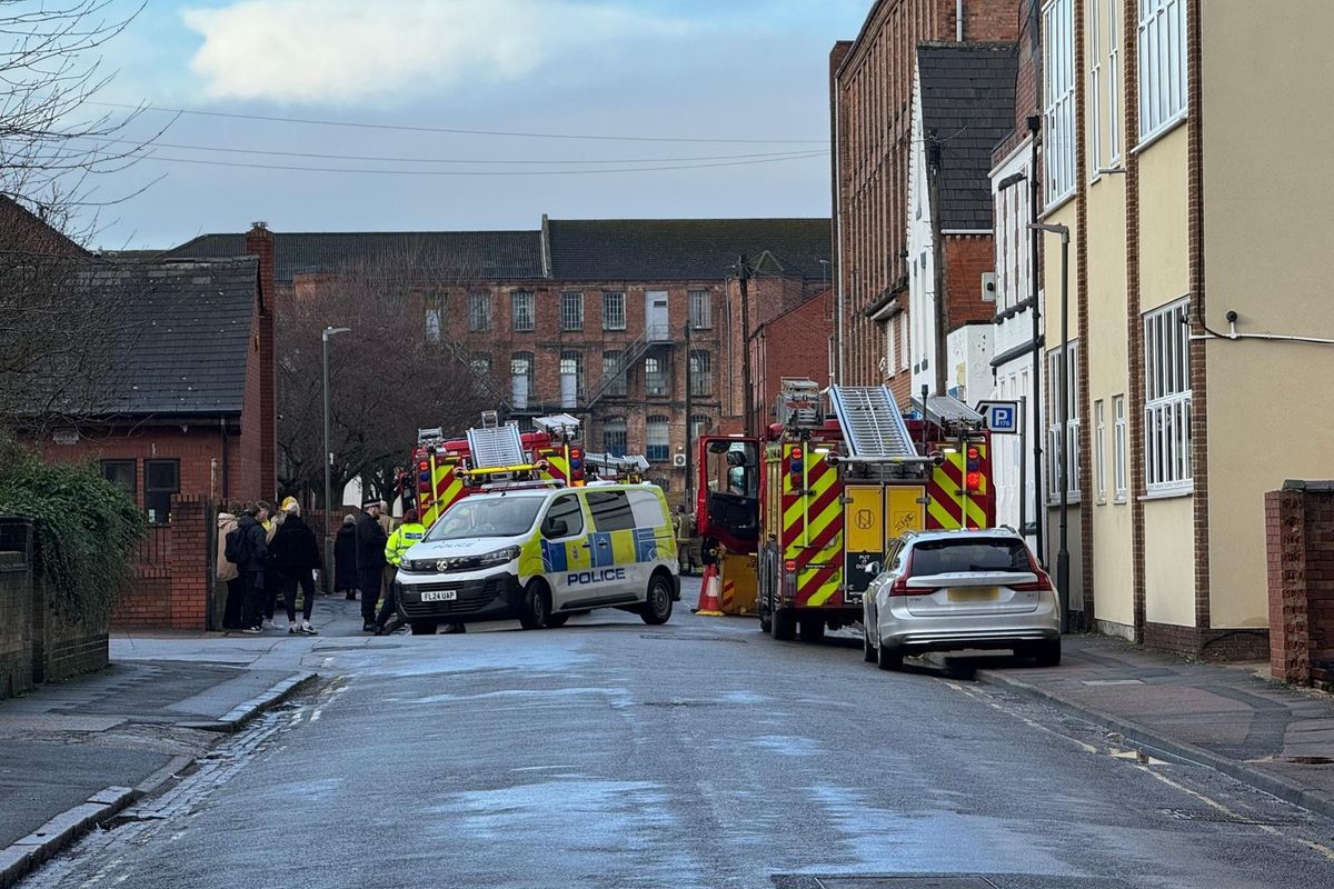 Emergency services at the scene of the fire on Regent Street in Long Eaton