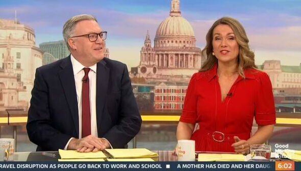 Screen grab of Ed Balls and Susanna Reid presetning Good Morning Britain