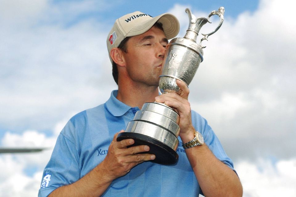 The 2007 Open Championship winner Pádraig Harrington with the Claret Jug on his arrival home at Weston airport, Leixlip in July 2007. Photo: Caroline Quinn/Sportsfile