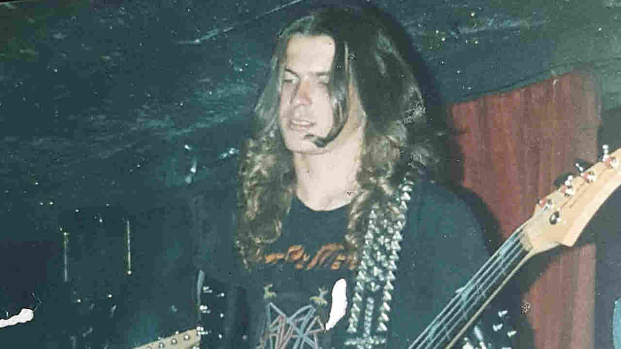 Possessed&rsquo;s Jeff Becerra performing onstage in the 1980s
