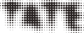 Black “TATE” logo formed from clustered circular dots that create a soft, halftone-style effect on a white background.