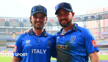 Italy's Justin (left) and Anthony (right) Mosca at the T20 World Cup
