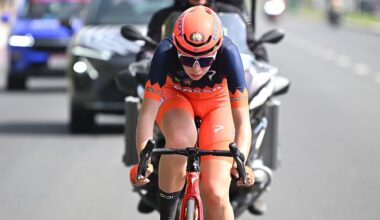 JEBEL HAFEET, UNITED ARAB EMIRATES - FEBRUARY 08: Sara Luccon of Italy and Team Top Girls Fassa Bortolo competes in the breakaway during the 4th UAE Tour Women 2026, Stage 4 a 156km stage from Al Ain Hazza Bin Zayed Stadium to Jebel Hafeet 1042m / #UCIWWT / on February 08, 2026 in Jebel Hafeet, United Arab Emirates. (Photo by Tim de Waele/Getty Images)