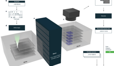 Laser writing in glass for dense, fast and efficient archival data storage