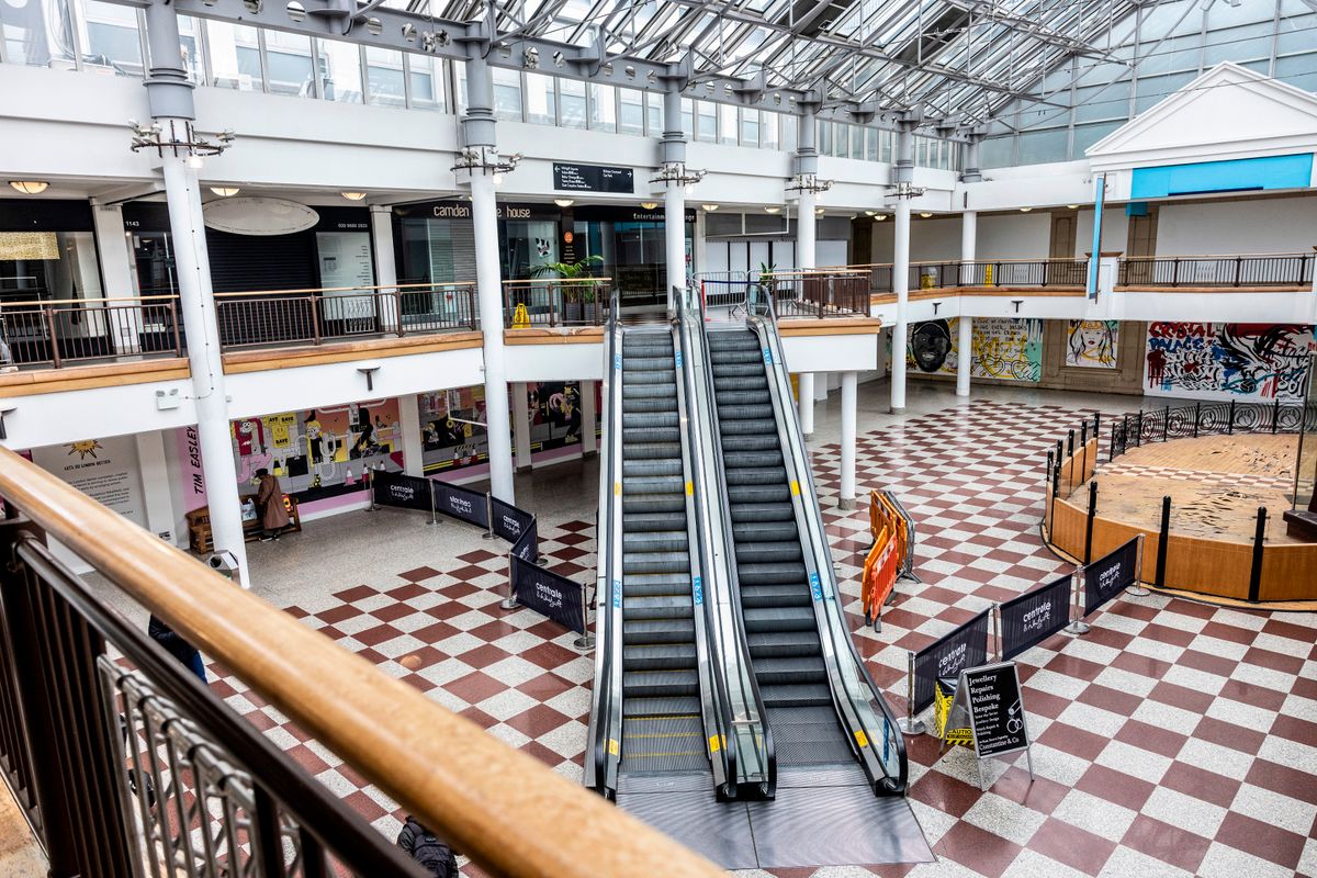 Escalator at the Whitgift centre in Croydon