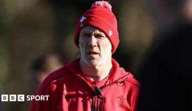 Head coach Steve Tandy watches Wales train