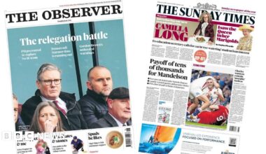 The headline on the front page of the Observer reads: "The relegation battle."