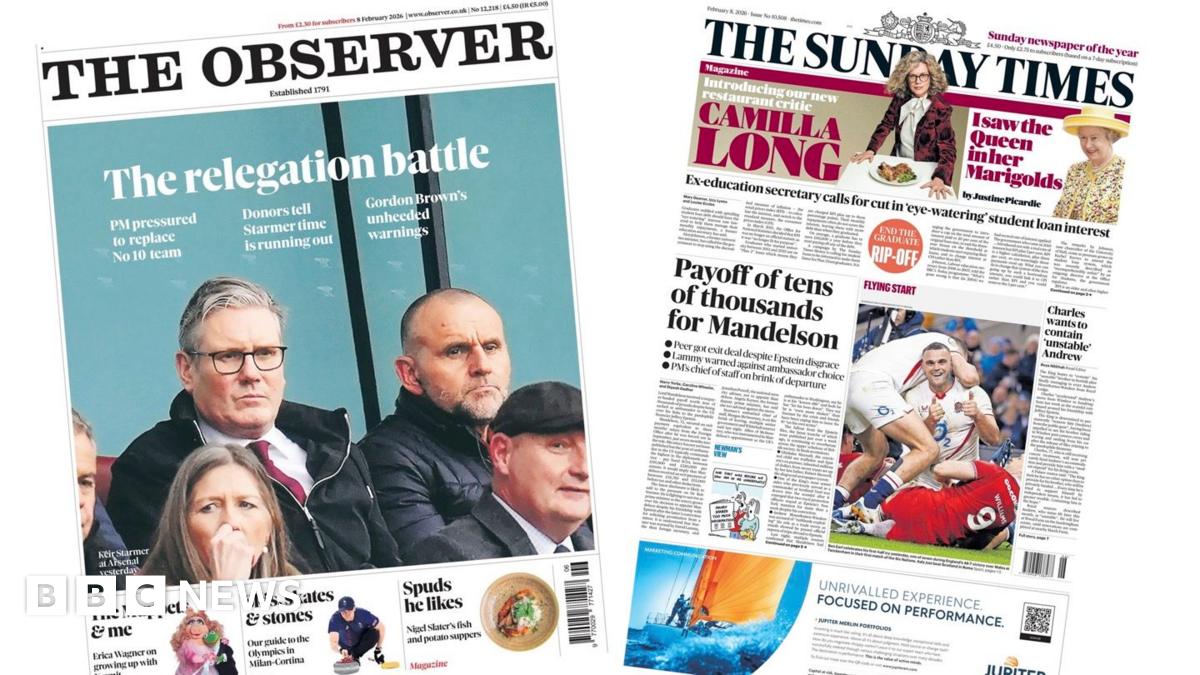 The headline on the front page of the Observer reads: "The relegation battle."