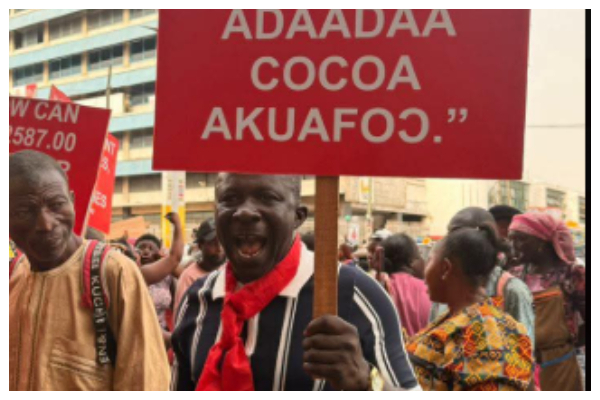 Cocoa farmers picket at COCOBOD over fallen prices