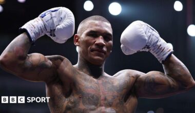 Conor Benn celebrates in the ring