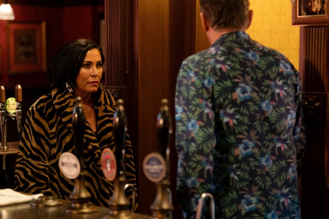 Kat and Alfie Moon talk in the Vic in EastEnders