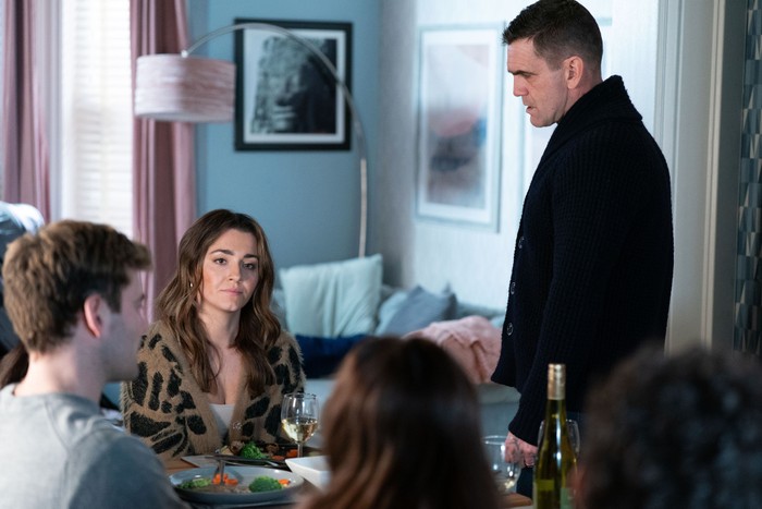 550908,TITLE:Eastenders Jack stands over Penny in a scene from EastEnders