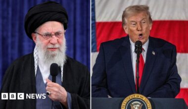 Composite of Ayatollah Ali Khamenei and Donald Trump