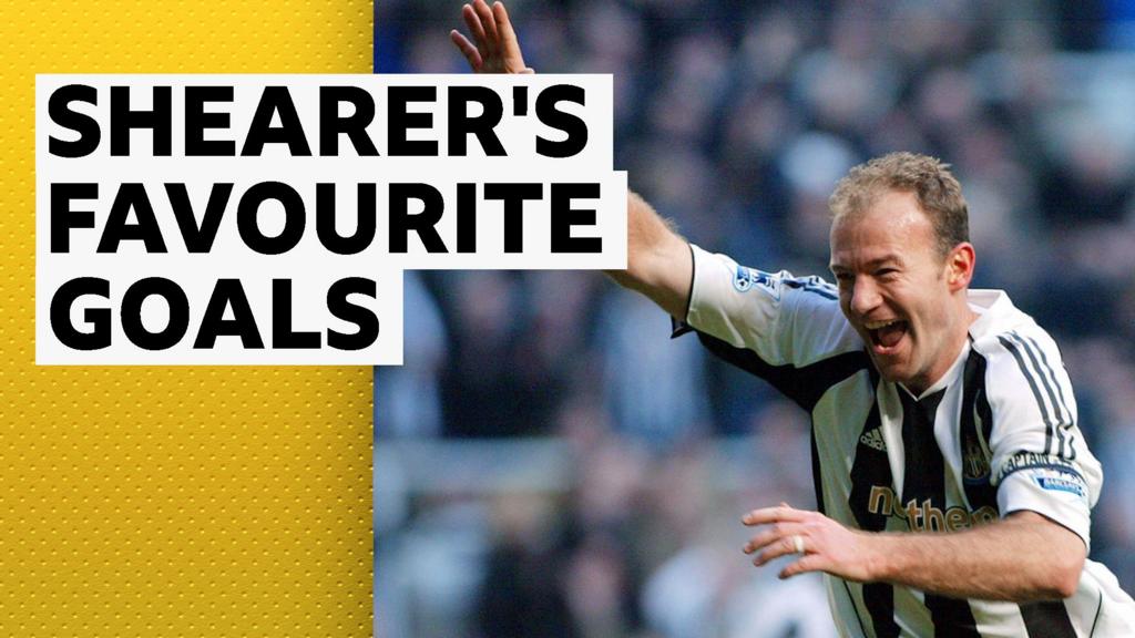 Alan Shearer celebrating his record-breaking Newcastle goal against Portsmouth