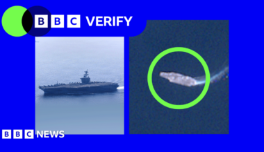 USS Abraham Lincoln in the Arabian Sea and satellite image of the aircraft carrier