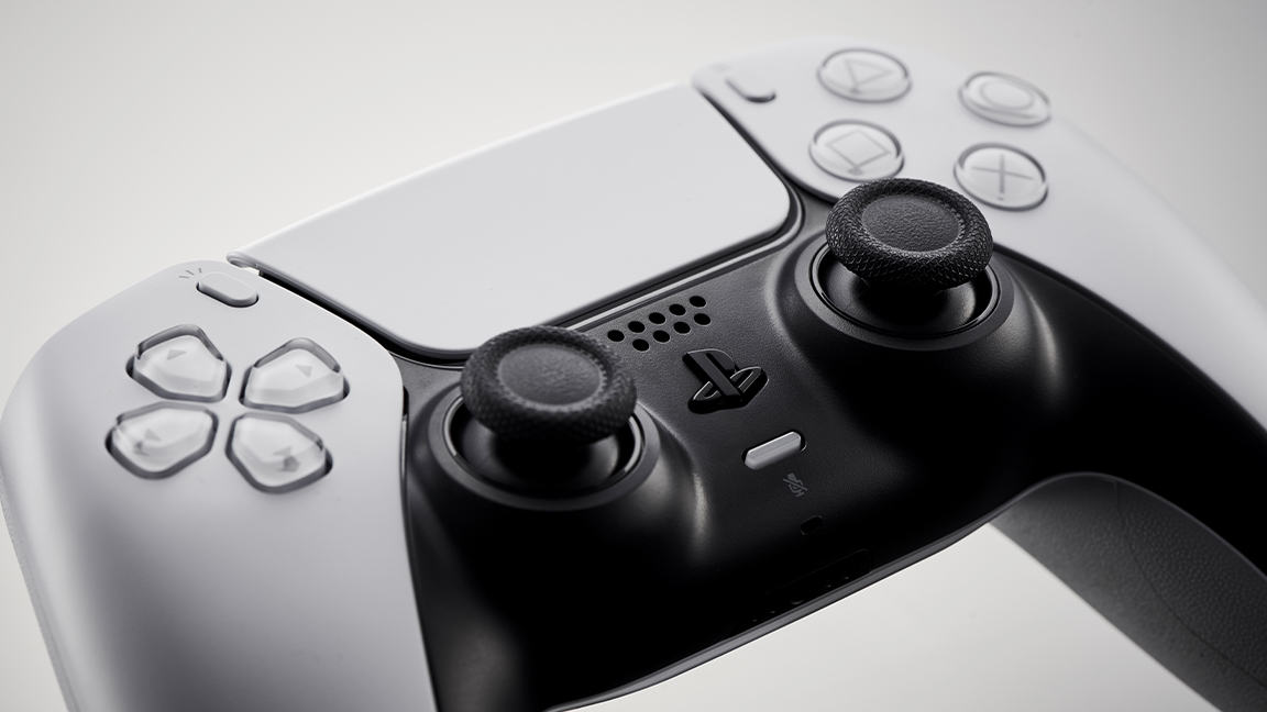 PS5 review; a photo of the DualSense controller