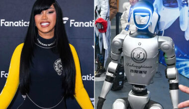 Cardi B Falls to the Ground While Jokingly Giving Robot a Lap Dance Ahead of Super Bowl Party