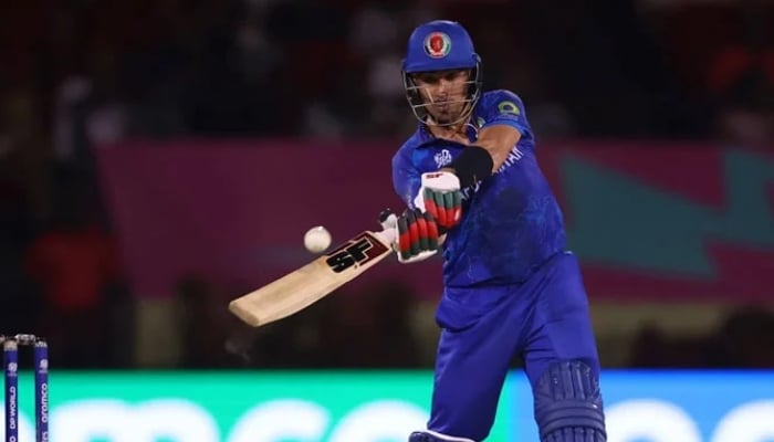 Afghanistans Rahmanullah Gurbaz plays a shot during their ICC Mens T20 World Cup match against New Zealand at the Providence Stadium, Georgetown on June 7, 2024. — ICC