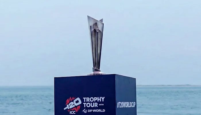 ICC Men’s T20 World Cup 2026 trophy on display during the official tour. — ICC